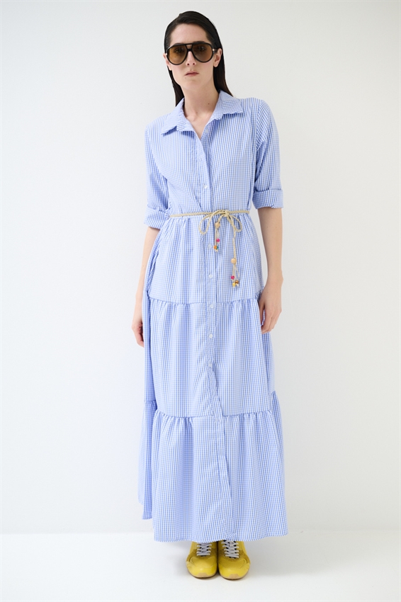 ABITO CHEMISIER LUNGO A QUADRETTI CON BALZE