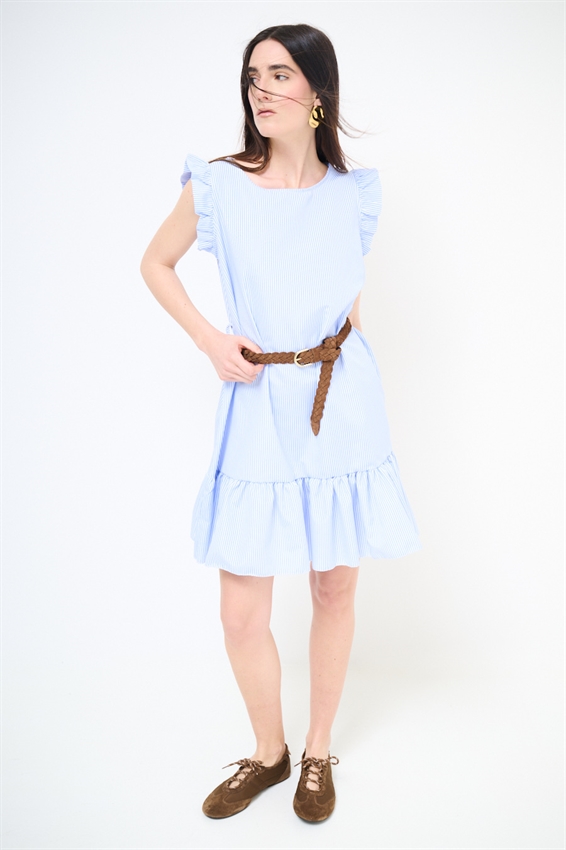 ABITO CORTO CON BALZA A RIGHE