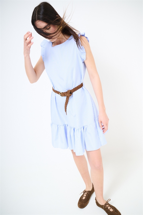 ABITO CORTO CON BALZA A RIGHE