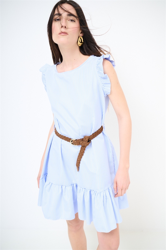 ABITO CORTO CON BALZA A RIGHE