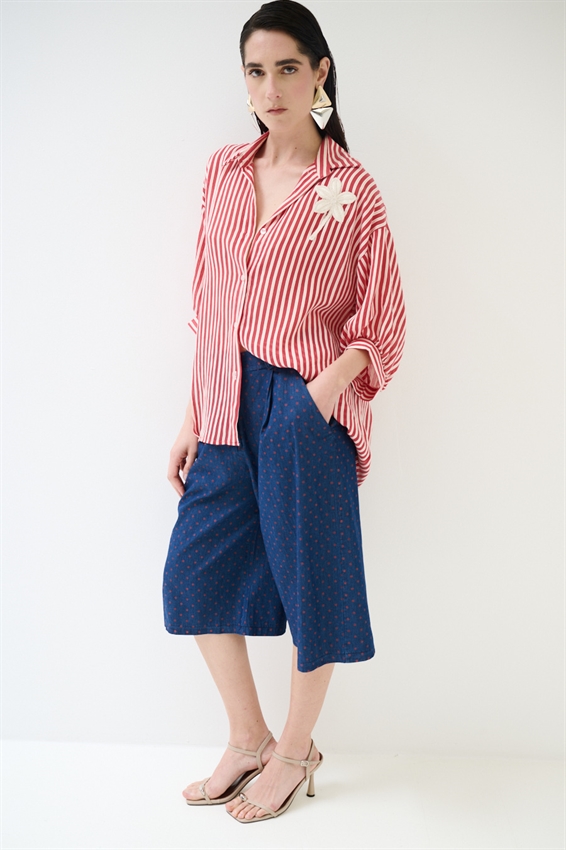 CAMICIA OVER IN TENCEL A RIGHE