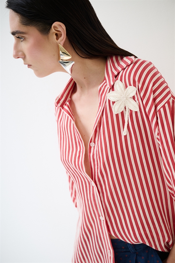 CAMICIA OVER IN TENCEL A RIGHE