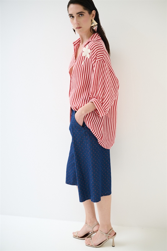 CAMICIA OVER IN TENCEL A RIGHE