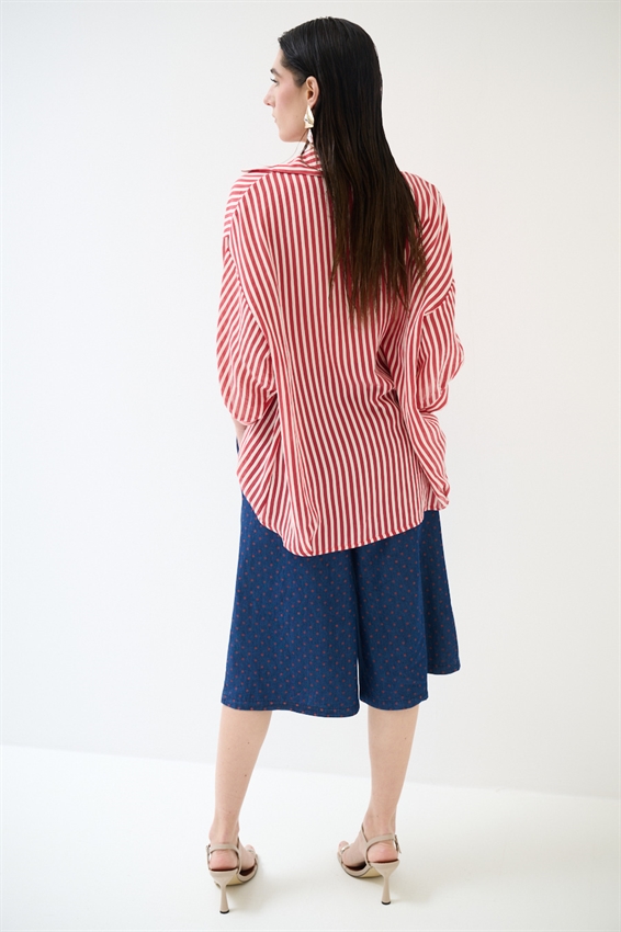 CAMICIA OVER IN TENCEL A RIGHE