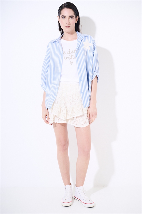 CAMICIA OVER IN TENCEL A RIGHE