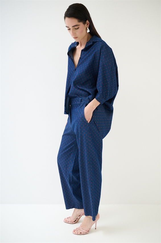 CAMICIA A POIS ROSSO/BLU