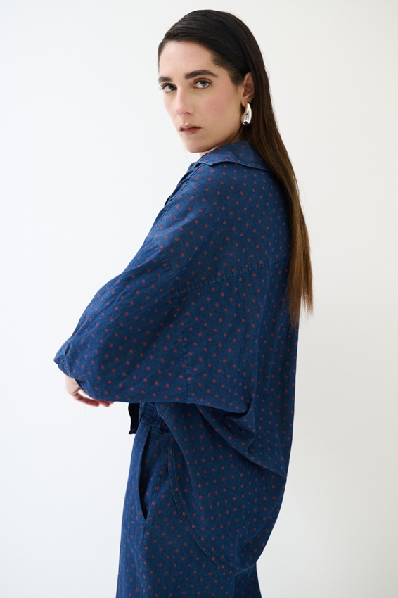 CAMICIA A POIS ROSSO/BLU