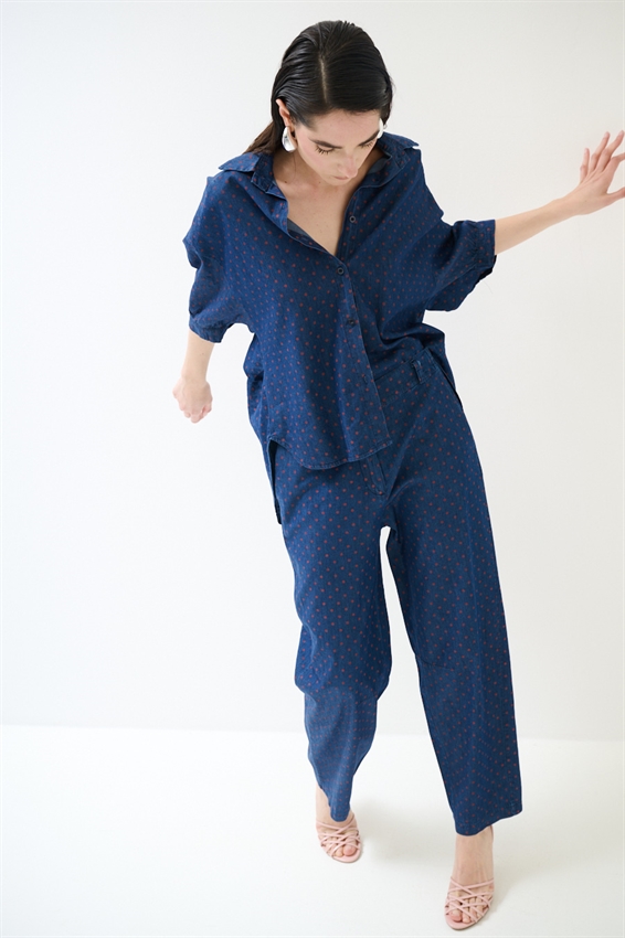 CAMICIA A POIS ROSSO/BLU