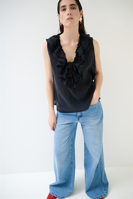 CAMICIA OVER SMANICATA NERO