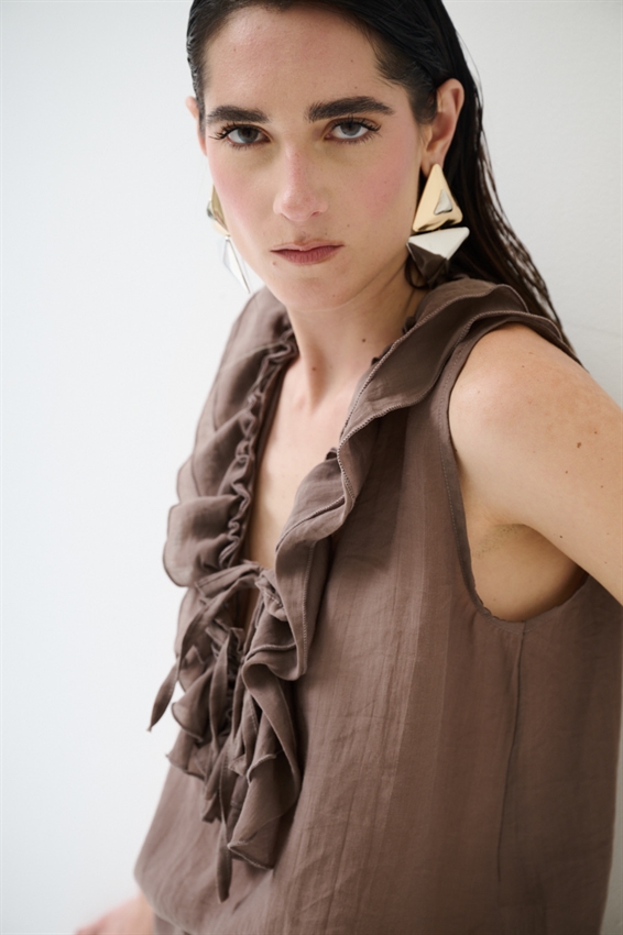 CAMICIA OVER SMANICATA MOKA