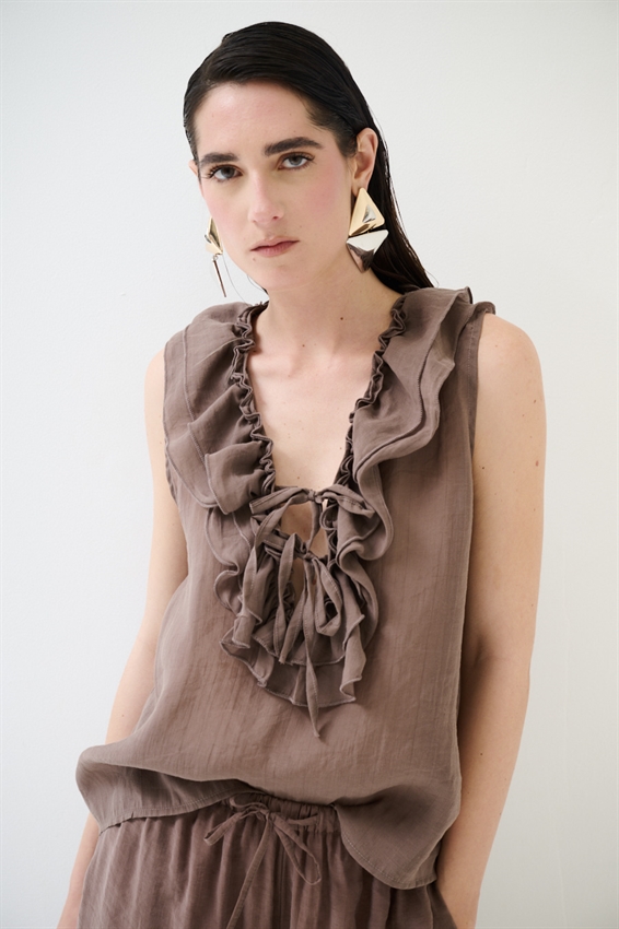 CAMICIA OVER SMANICATA MOKA