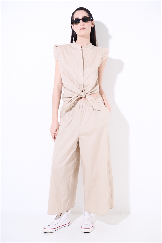 CAMICIA SMANICATA CON NODO IN POPELINE