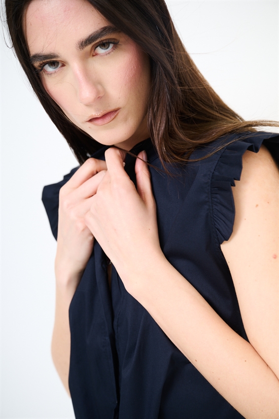 CAMICIA SMANICATA CON NODO IN POPELINE