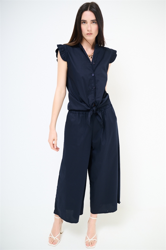 CAMICIA SMANICATA CON NODO IN POPELINE