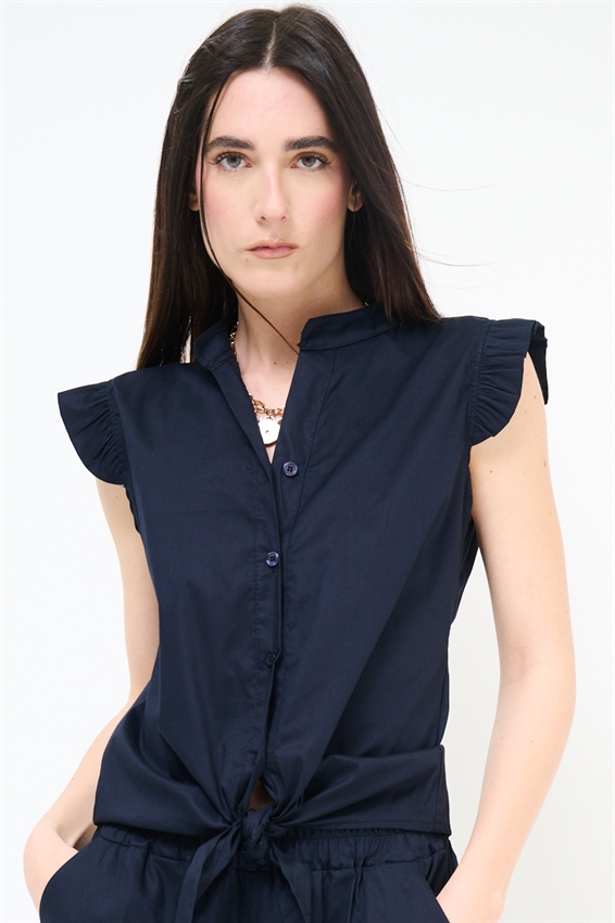 CAMICIA SMANICATA CON NODO IN POPELINE