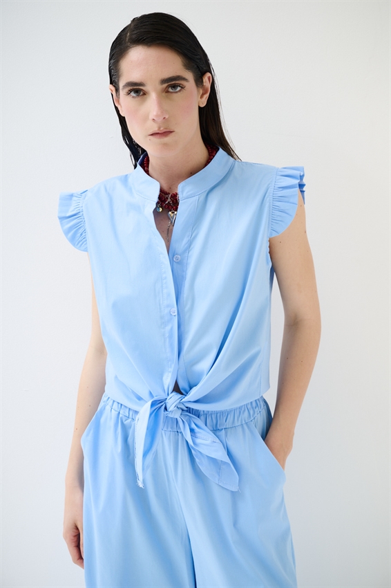 CAMICIA SMANICATA CON NODO IN POPELINE