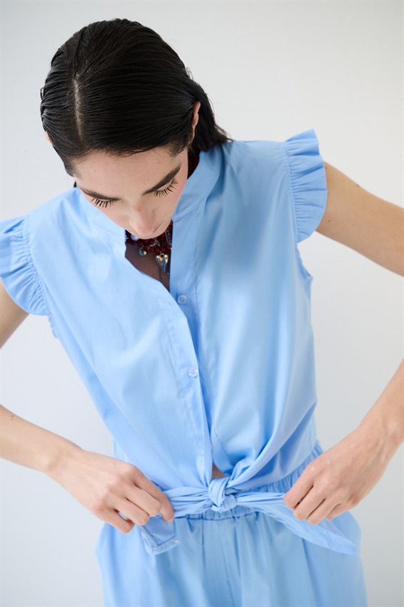 CAMICIA SMANICATA CON NODO IN POPELINE