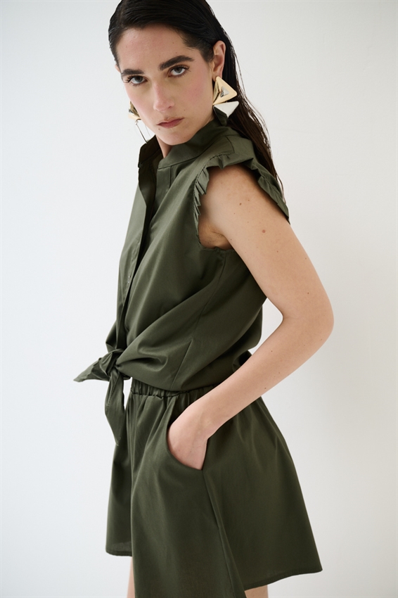 CAMICIA SMANICATA CON NODO IN POPELINE