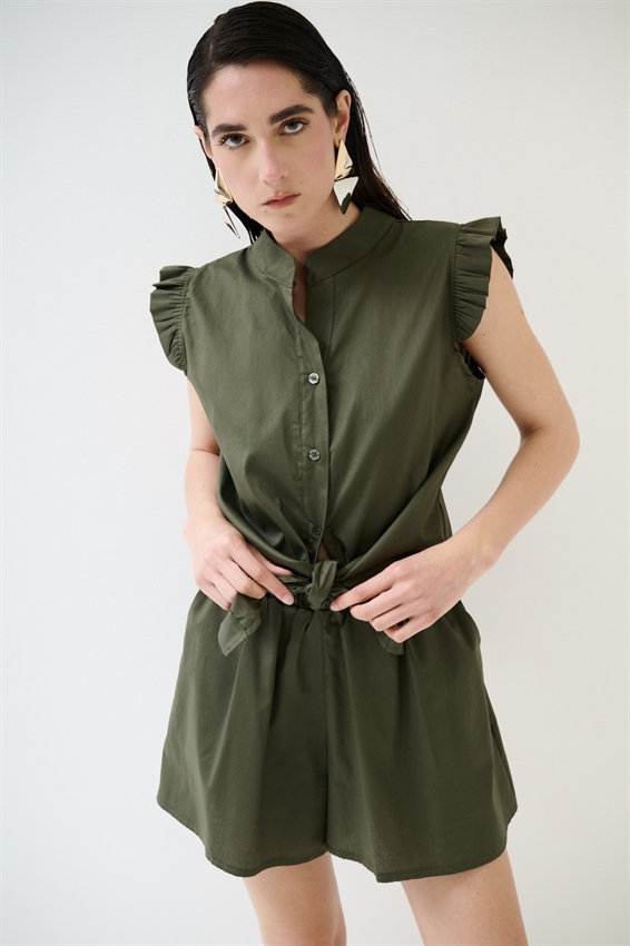 CAMICIA SMANICATA CON NODO IN POPELINE