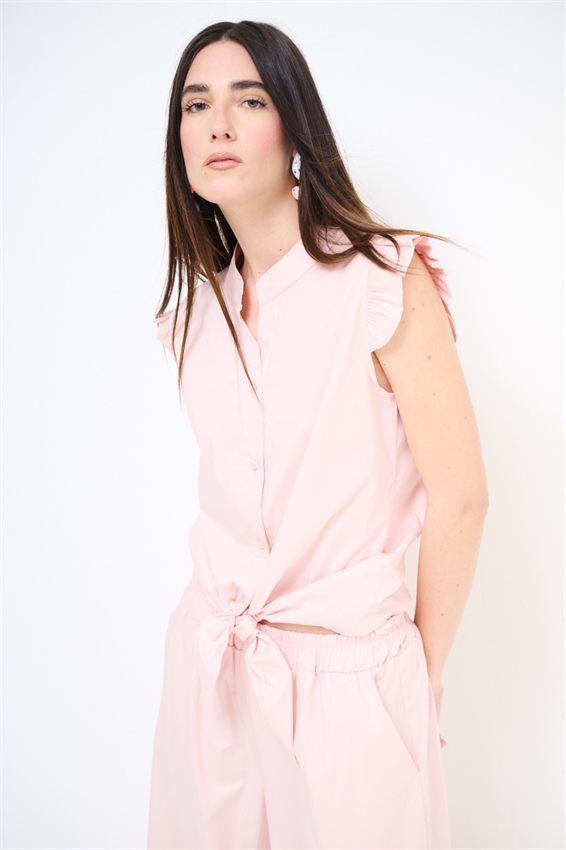 CAMICIA SMANICATA CON NODO IN POPELINE