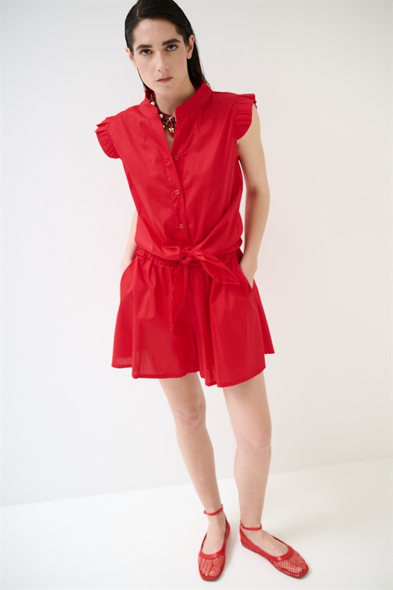 CAMICIA SMANICATA CON NODO IN POPELINE