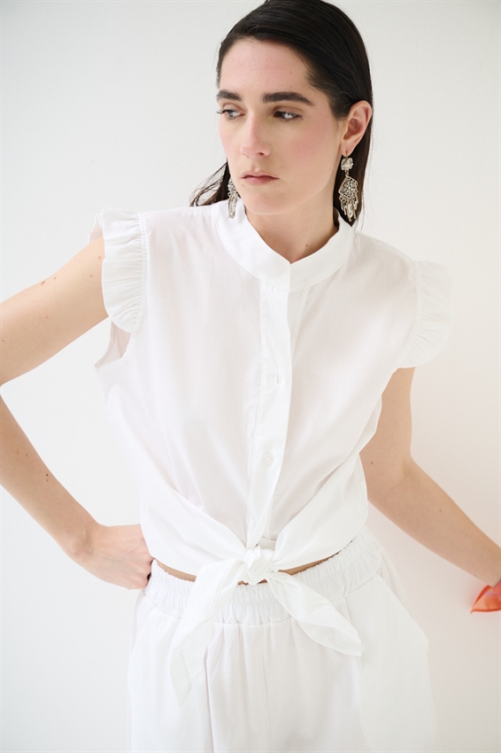 CAMICIA SMANICATA CON NODO IN POPELINE