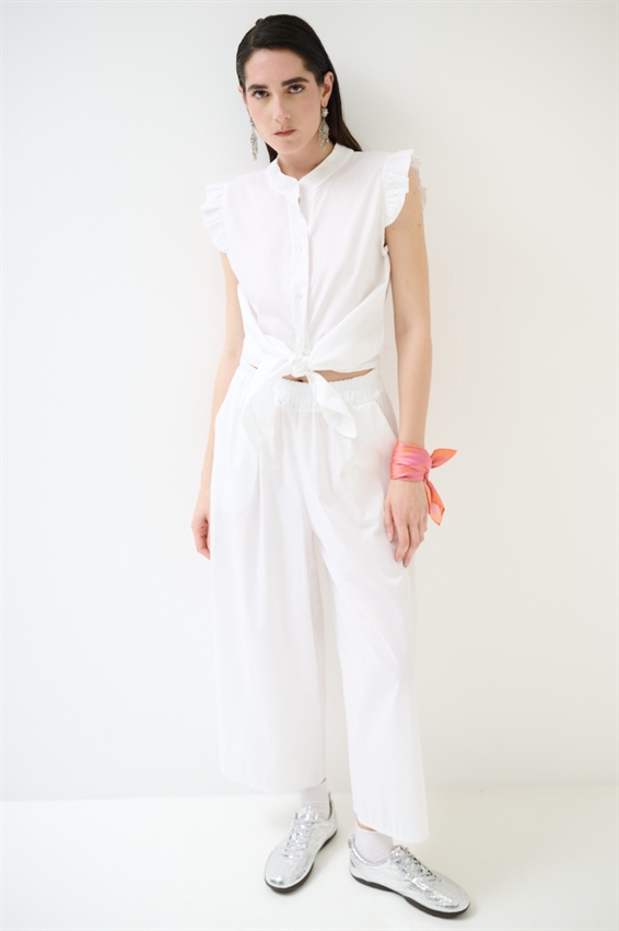 CAMICIA SMANICATA CON NODO IN POPELINE