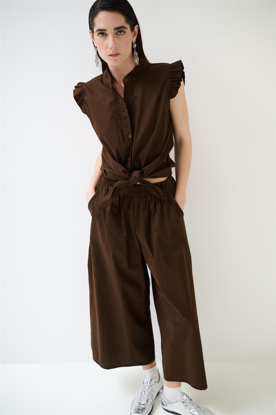 CAMICIA SMANICATA CON NODO IN POPELINE MORO