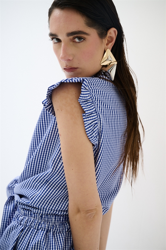 CAMICIA SMANICATA A QUADRETTI CON NODO