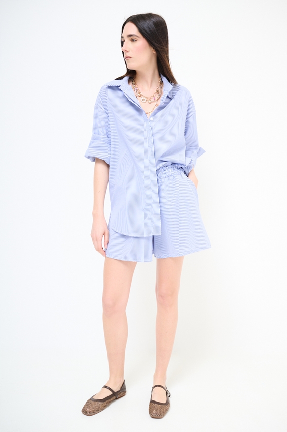 CAMICIA OVERSIZE A RIGHE BLU