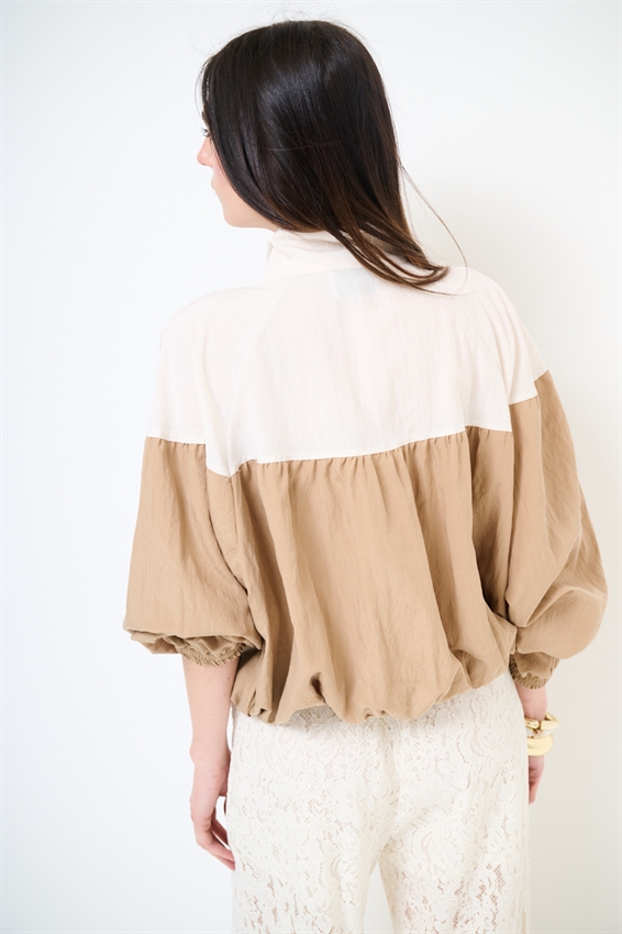 BOMBER BICOLOR CON ZIP BURRO/CAMMELLO