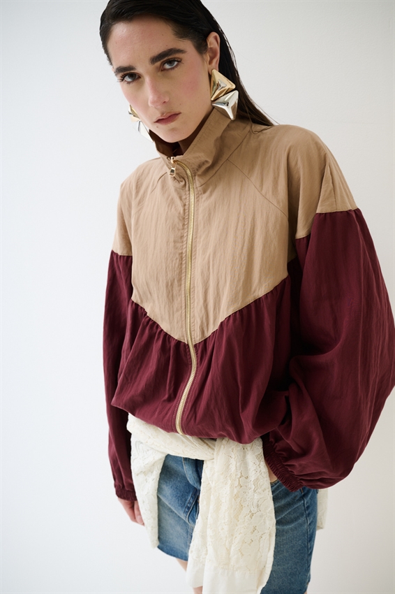 BOMBER BICOLOR CON ZIP CAMMELLO/INDIA