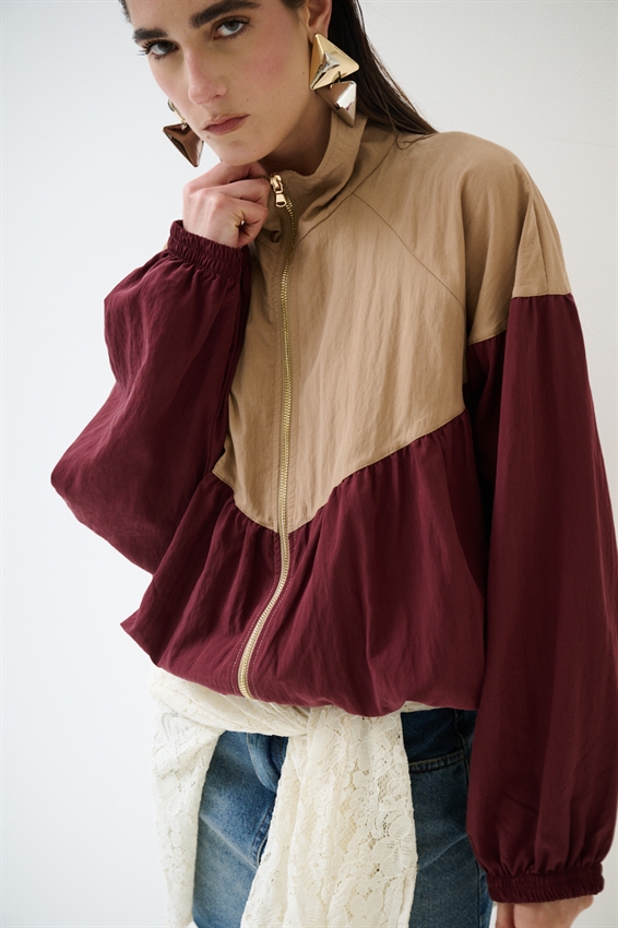 BOMBER BICOLOR CON ZIP CAMMELLO/INDIA