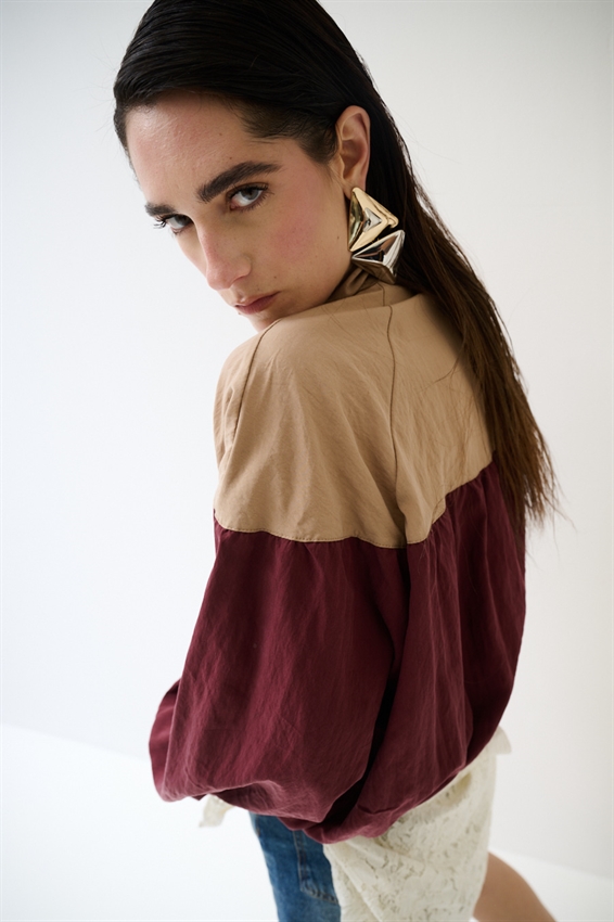 BOMBER BICOLOR CON ZIP CAMMELLO/INDIA