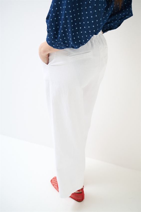 PANTALONE BALLOON IN COTONE FIAMMATO BIANCO