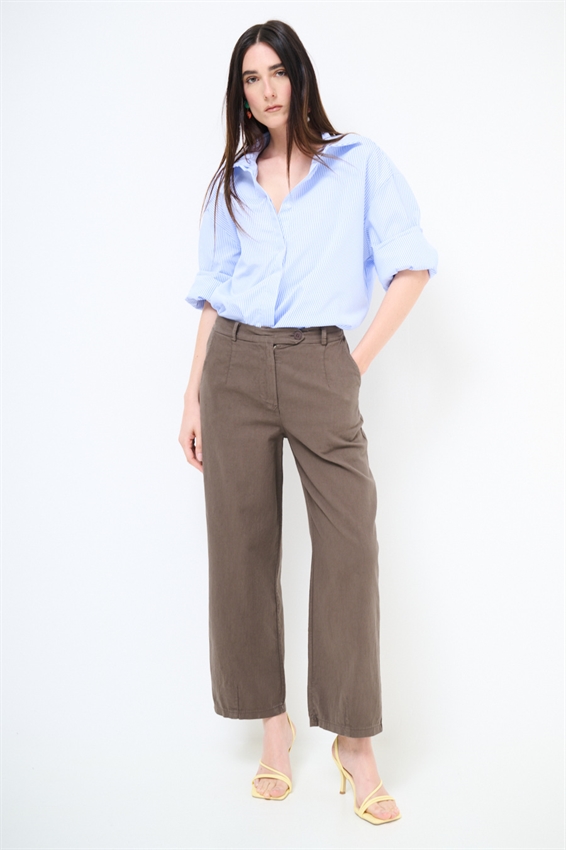 PANTALONE BALLOON IN COTONE FIAMMATO MORO