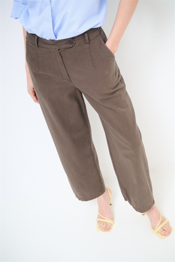 PANTALONE BALLOON IN COTONE FIAMMATO MORO