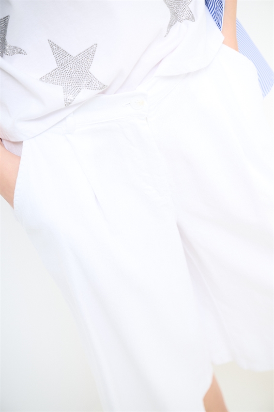 BERMUDA OVER IN COTONE FIAMMATO BIANCO