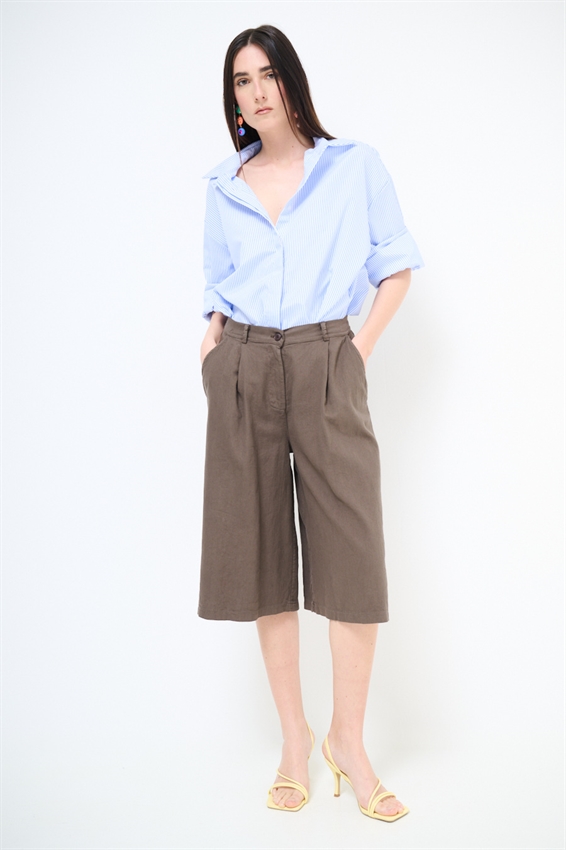 BERMUDA OVER IN COTONE FIAMMATO MORO