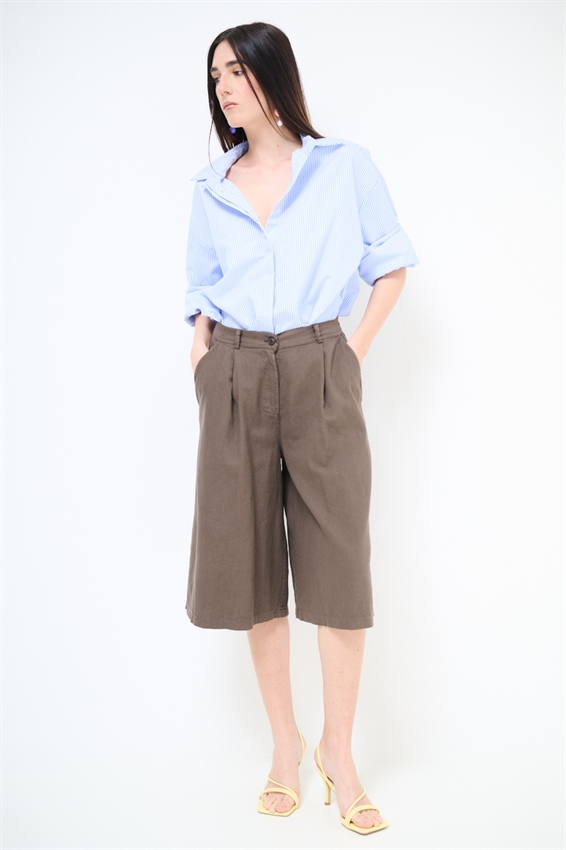 BERMUDA OVER IN COTONE FIAMMATO MORO