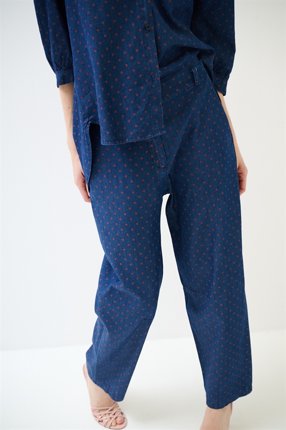 PANTALONE BALLOON A POIS ROSSO/BLU