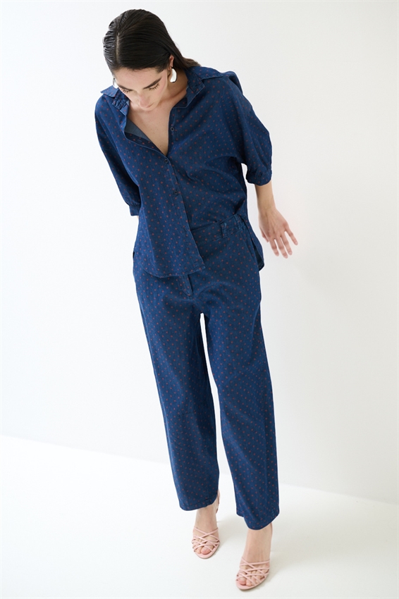 PANTALONE BALLOON A POIS ROSSO/BLU