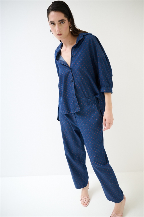 PANTALONE BALLOON A POIS ROSSO/BLU