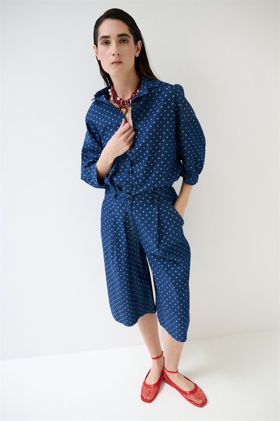 BERMUDA A POIS BIANCO/BLU