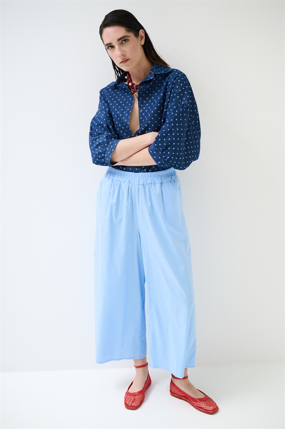 PANTACOULOTTE CON ELASTICO CELESTE