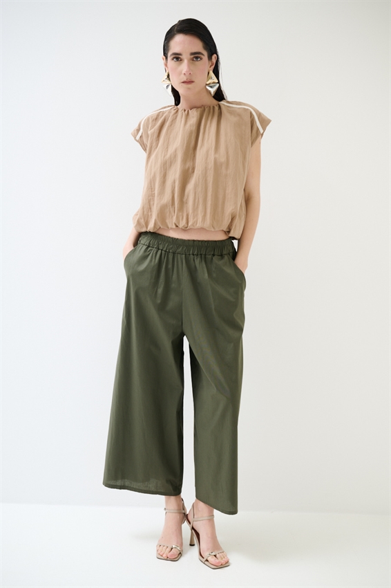 PANTACOULOTTE CON ELASTICO VERDE MILITARE