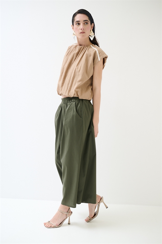 PANTACOULOTTE CON ELASTICO VERDE MILITARE