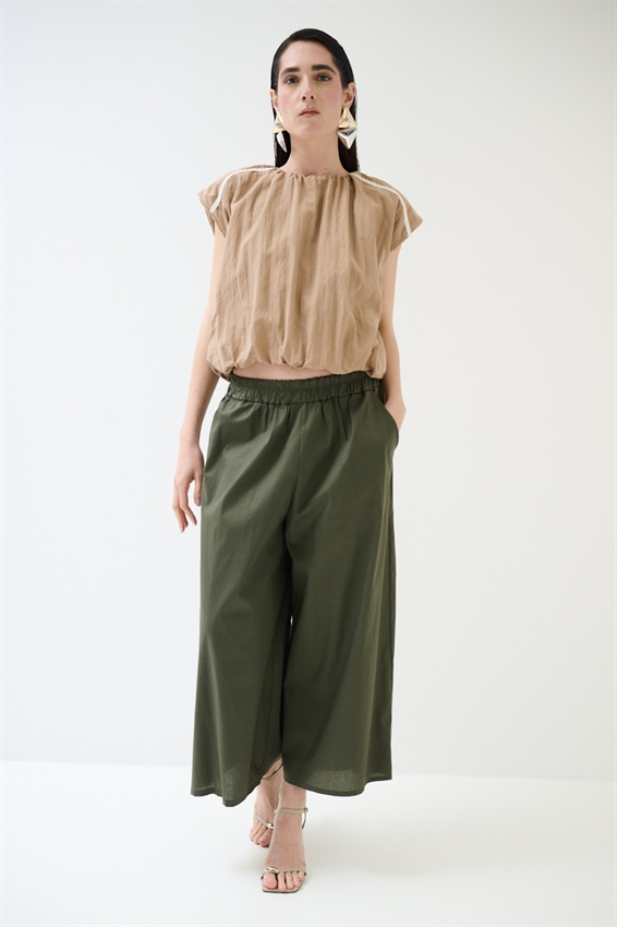 PANTACOULOTTE CON ELASTICO VERDE MILITARE