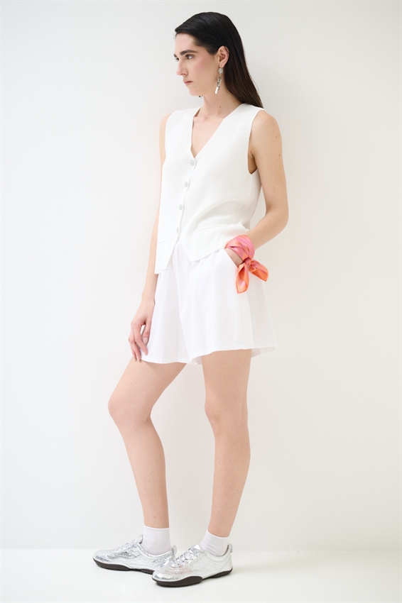 SHORTS IN POPELINE CON ELASTICO BIANCO