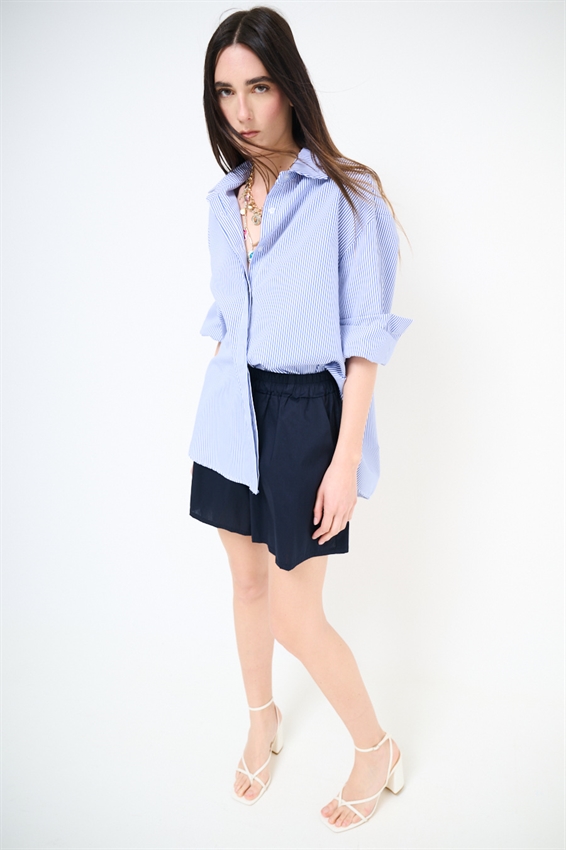 SHORTS IN POPELINE CON ELASTICO BLU